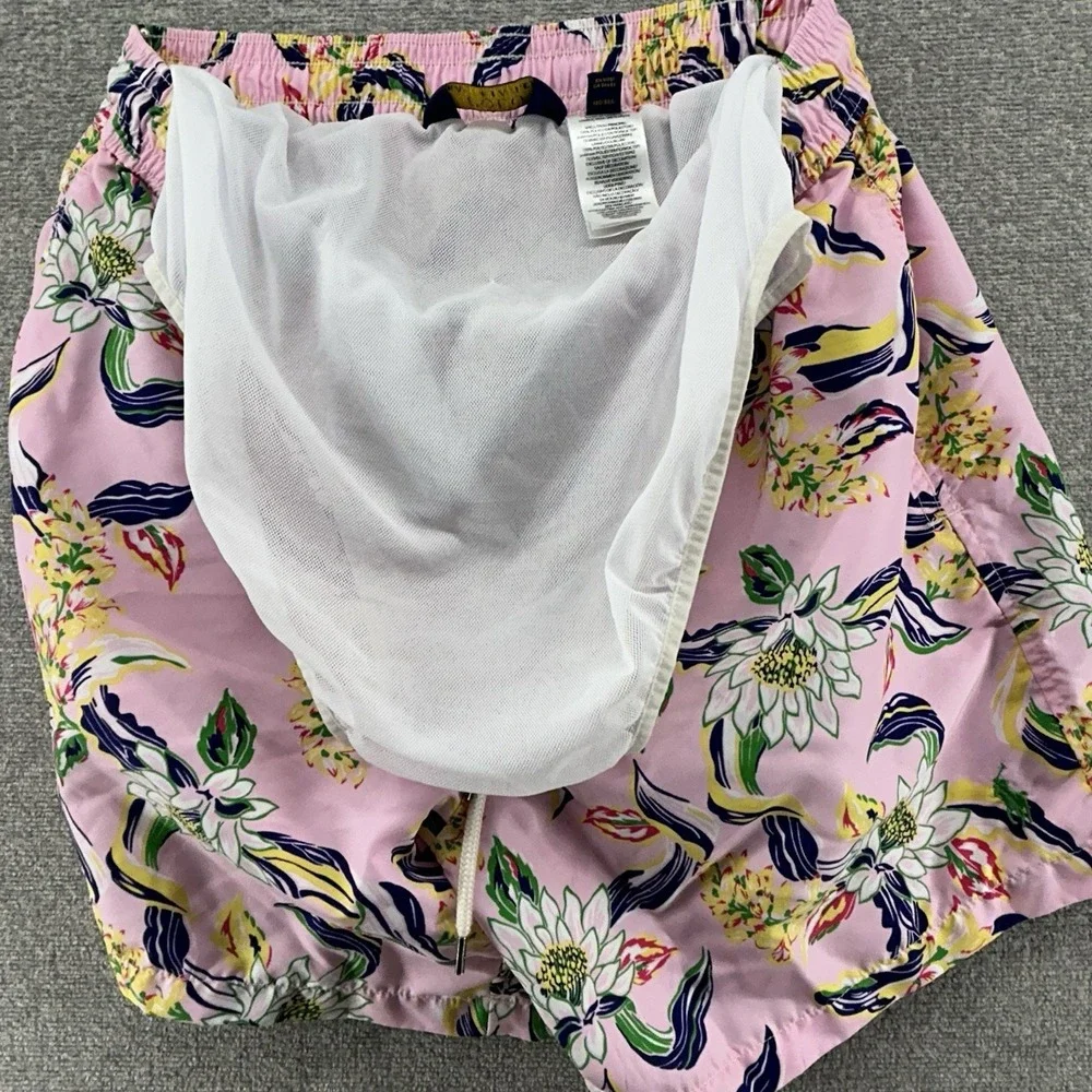 Polo‎ Ralph Lauren Swim Trunks Men Size Large Pink Floral Summer Beach
